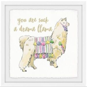 Drama Llama watercolour painting artwork framed print Marmont Hill wall art